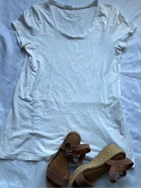 Pure Jill White Scoop-Neck Short Sleeve Tee